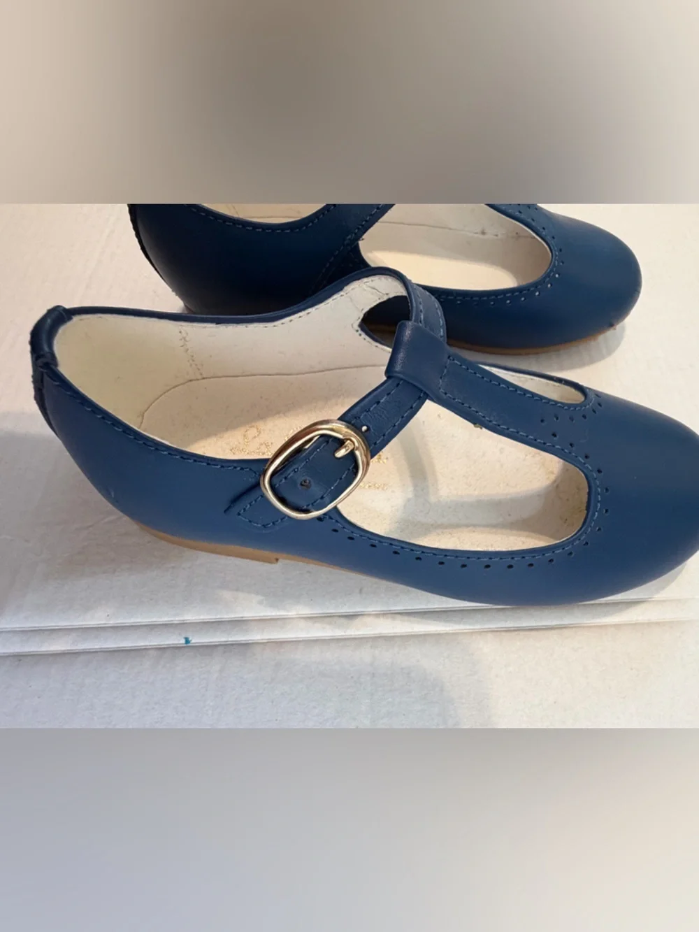La Coqueta Cobalt Blue Leather T-Bar Mary Jane Shoes EU 25 US 9
